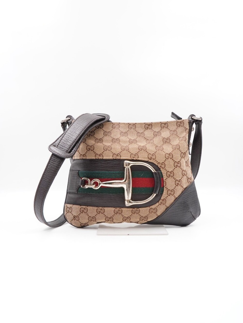 CL52 💕 Gucci GG Monogram Sherry Line Horsebit crossbody Bag